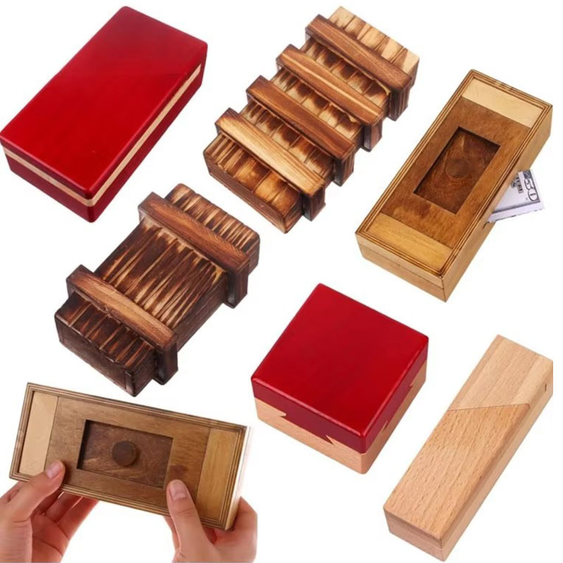 Brain Teaser Cube - Boîte à puzzle en bois avec