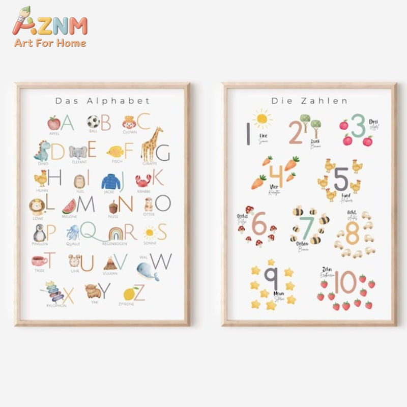 AZNM – toile décorative murale - Kids Education Alphabet Numbers avis et prix